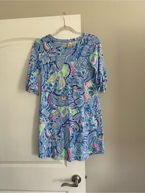 Women’s Lilly Pulitzer Sz XS Blue Multicolor Printed Dress Worn Once